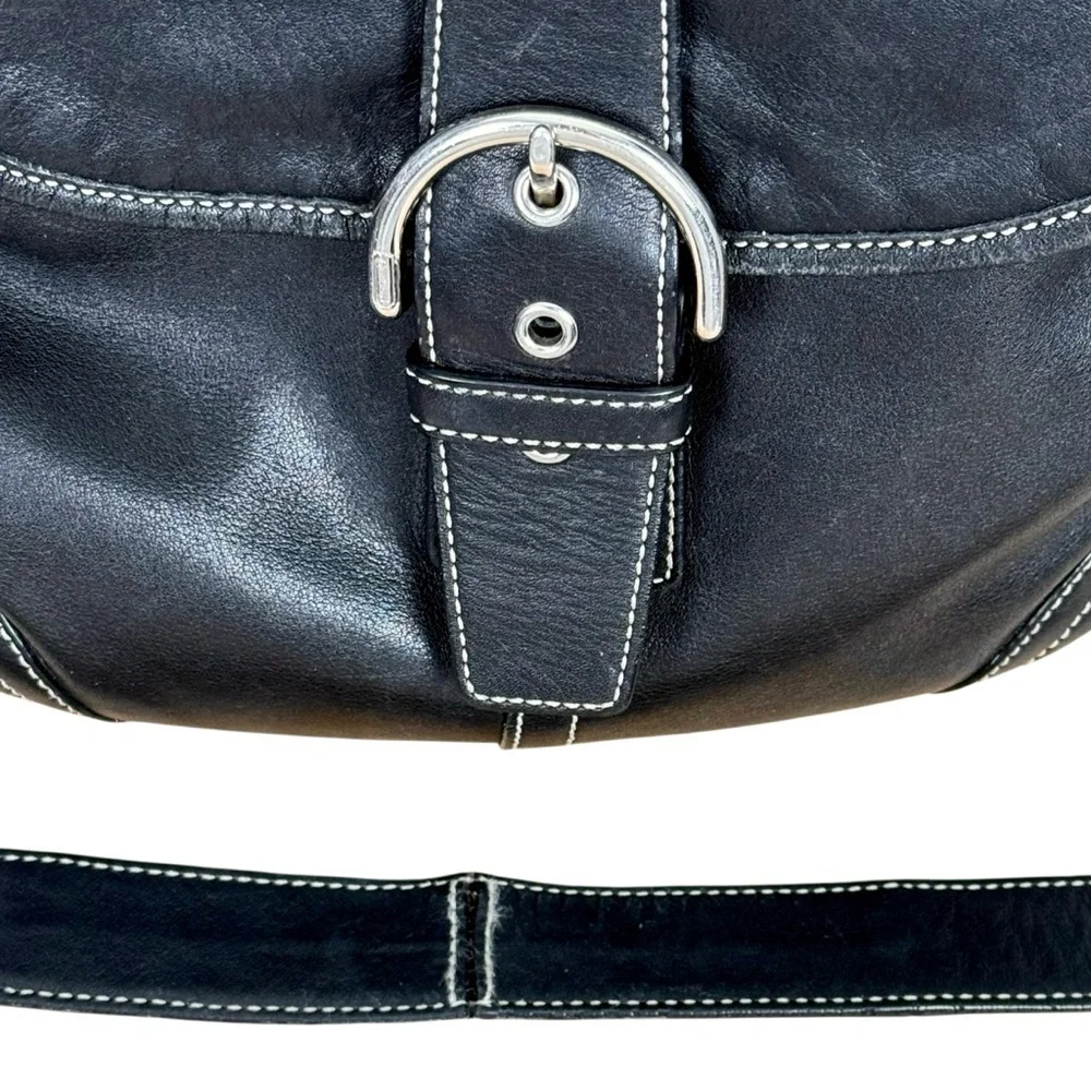 Vintage Coach Y2K 2004 Soho Black Leather Buckle Flap Shoulder Bag – Style 9480
